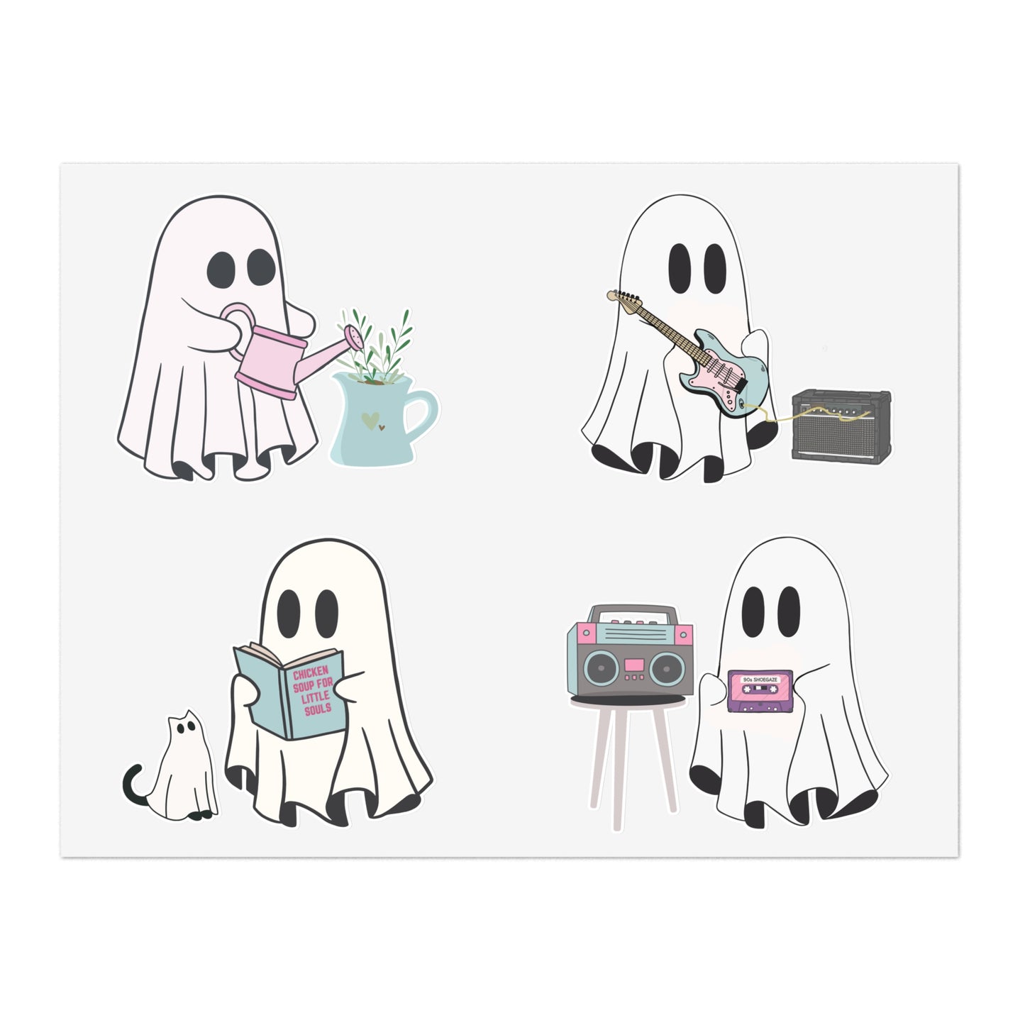 Cute Ghost Sticker Sheets, Sticker Pack, Fun Stickers for Planners, Journals, Scrapbooking, Halloween, Gift for Friends, Laptop Stickers