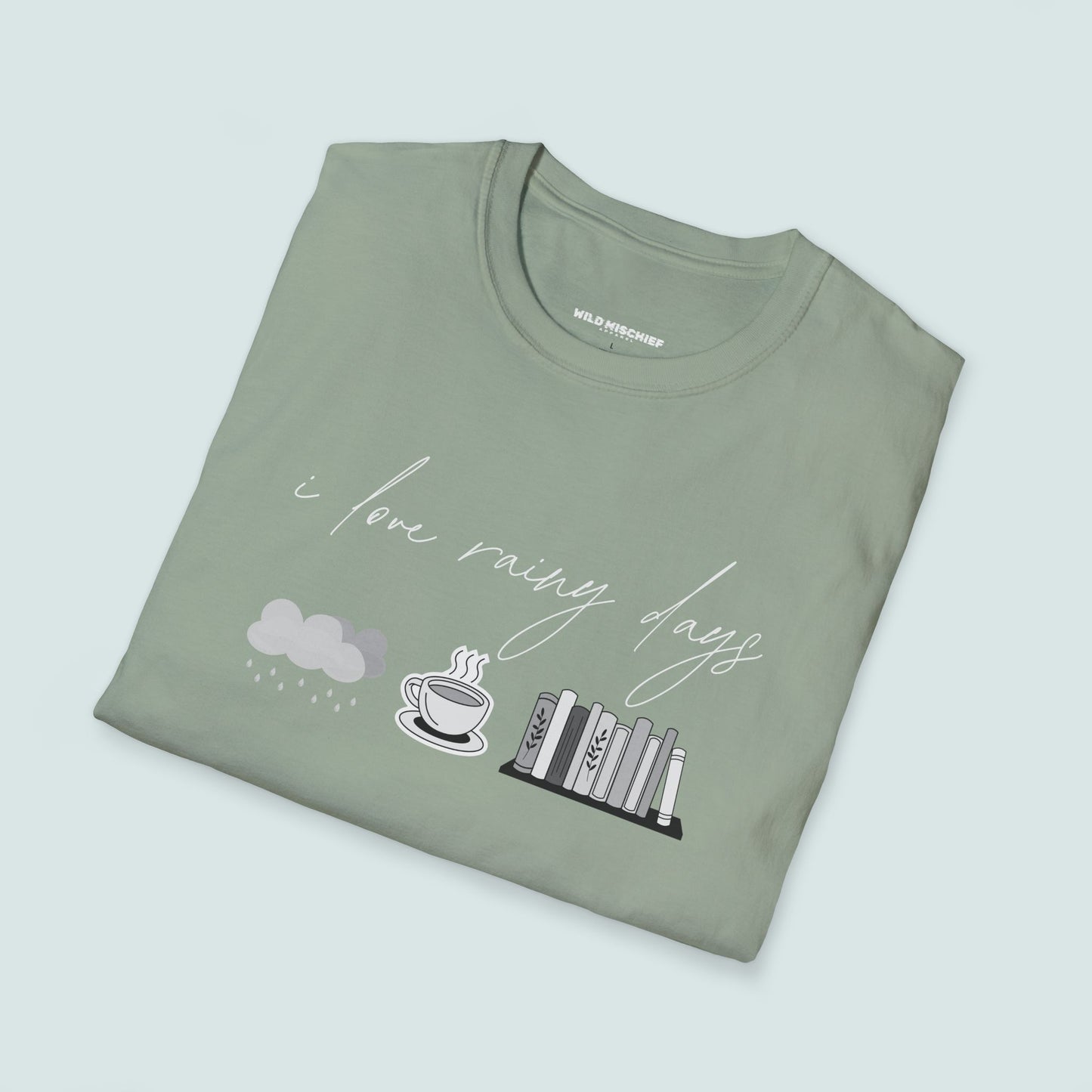 I Love Rainy Days Unisex Softstyle T-Shirt - Cozy and Chic Graphic Tee for Book Lovers