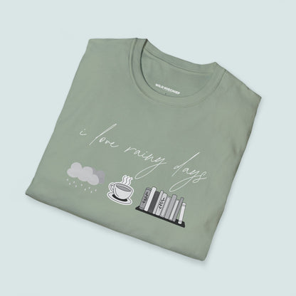 I Love Rainy Days Unisex Softstyle T-Shirt - Cozy and Chic Graphic Tee for Book Lovers