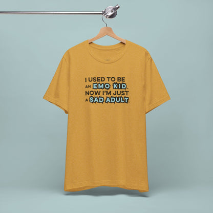 Former Emo Kid T-Shirt, Unisex Short Sleeve Tee, Gift for Sad Adults, Emo Fashion Tee, Casual Everyday Wear, Funny T-Shirt