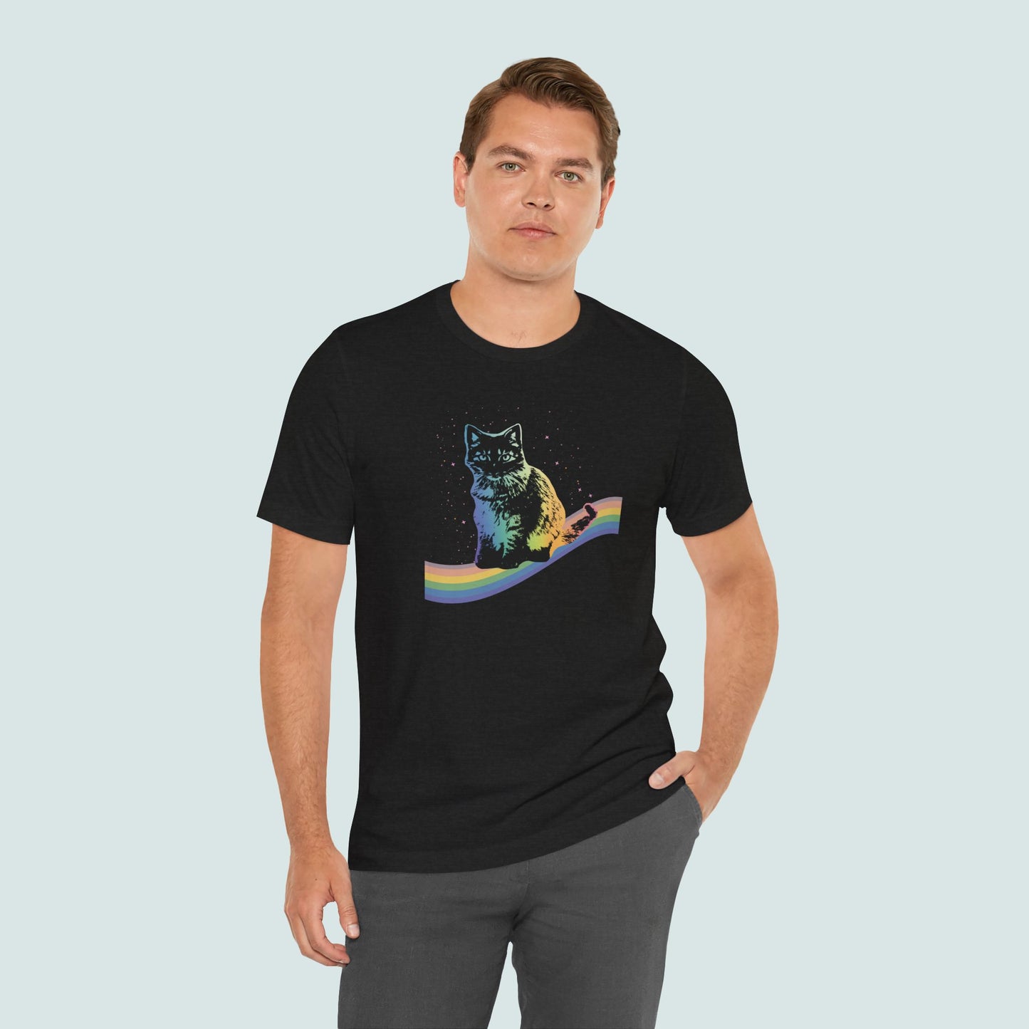 Rainbow Cat Unisex Tee, LGBTQ Pride Shirt, Colorful Kitty T-Shirt, Gay Pride Apparel, Cat Lover Gift