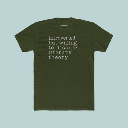 Introverted But Willing to Discuss Literary Theory Unisex Tee, English Major Introvert Writer Gift, Book Lover, College, Librarian Tshirt