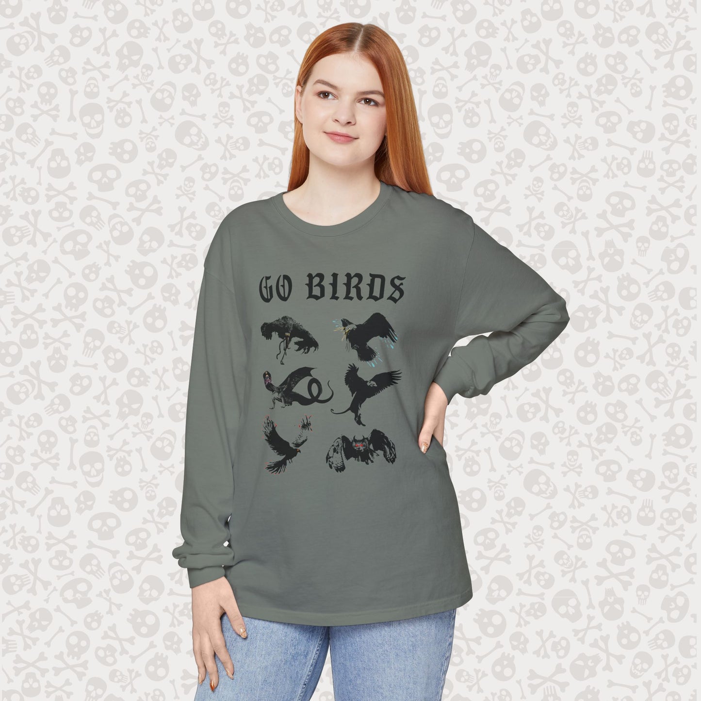 Go Birds Cryptids Long Sleeve Shirt, Bird Cryptid Shirt, Snallygaster, Griffin, Phoenix, Devil Bird, Terror Bird, Philadelphia Shirt