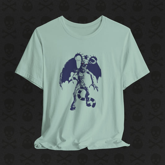 Jersey Devil Cryptid T-Shirt, Mythical Creature Graphic Tee. Unisex Short Sleeve Top, Unique Graphic Shirt for Cryptid Enthusiasts