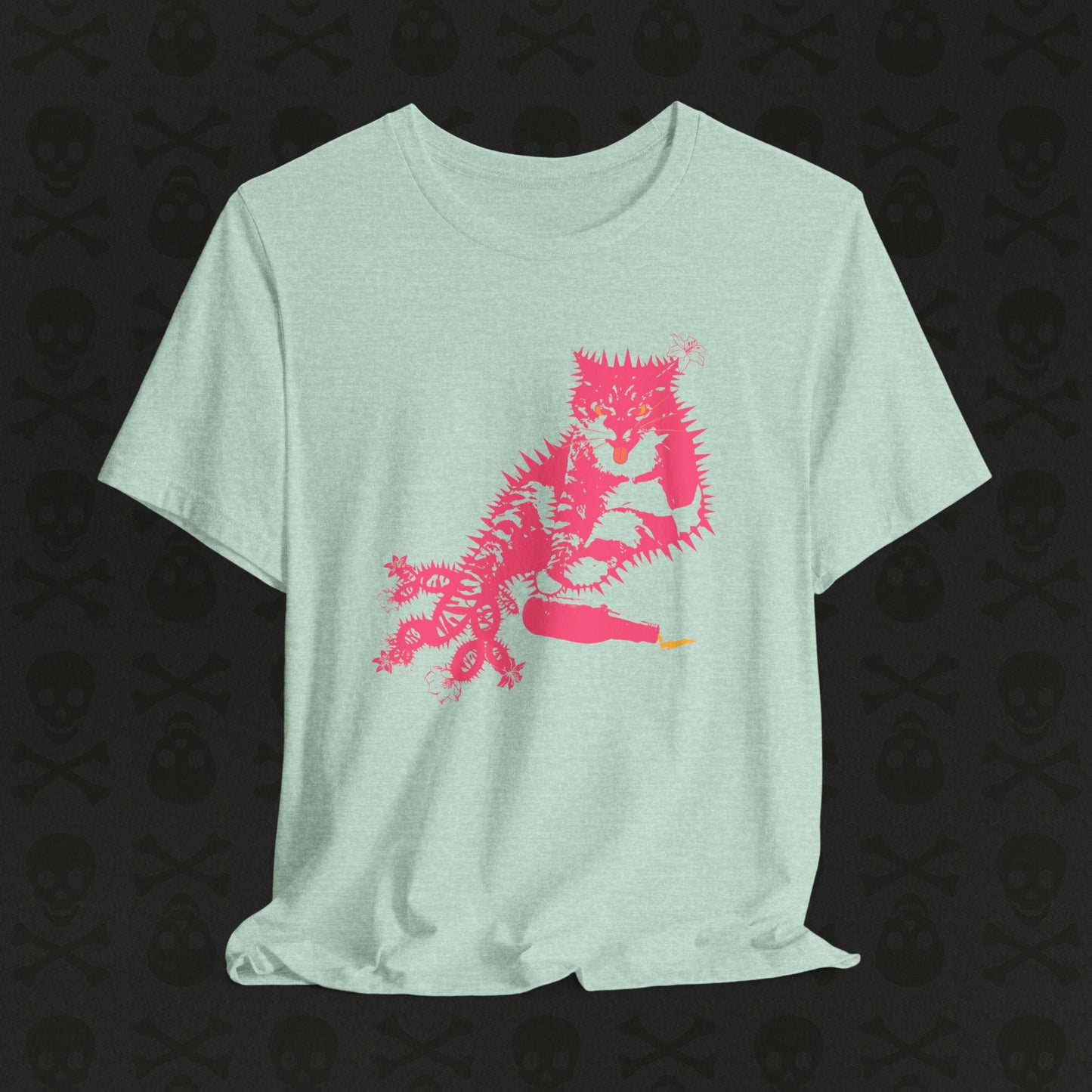 Cactus Cat Cryptid T-Shirt, Desert Mythical Creature Tee, Unisex Graphic Shirt, Succulent Kitty Apparel, Southwest Animal Top, Drunk Cat
