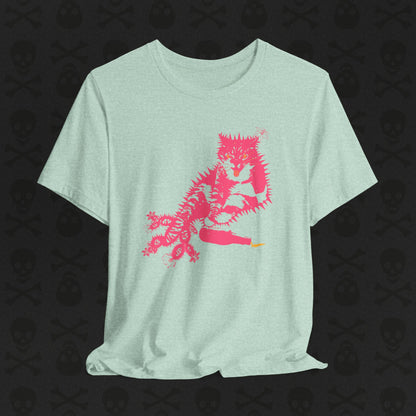 Cactus Cat Cryptid T-Shirt, Desert Mythical Creature Tee, Unisex Graphic Shirt, Succulent Kitty Apparel, Southwest Animal Top, Drunk Cat