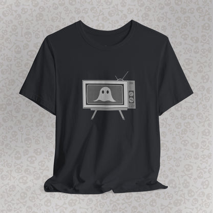 Ghost in the TV T-Shirt | Spooky retro vintage television graphic tee | Halloween