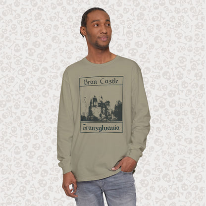 Camiseta de manga larga del Castillo de Bran, Transilvania, Drácula, Halloween, terror gótico, Drácula espeluznante, Halloween