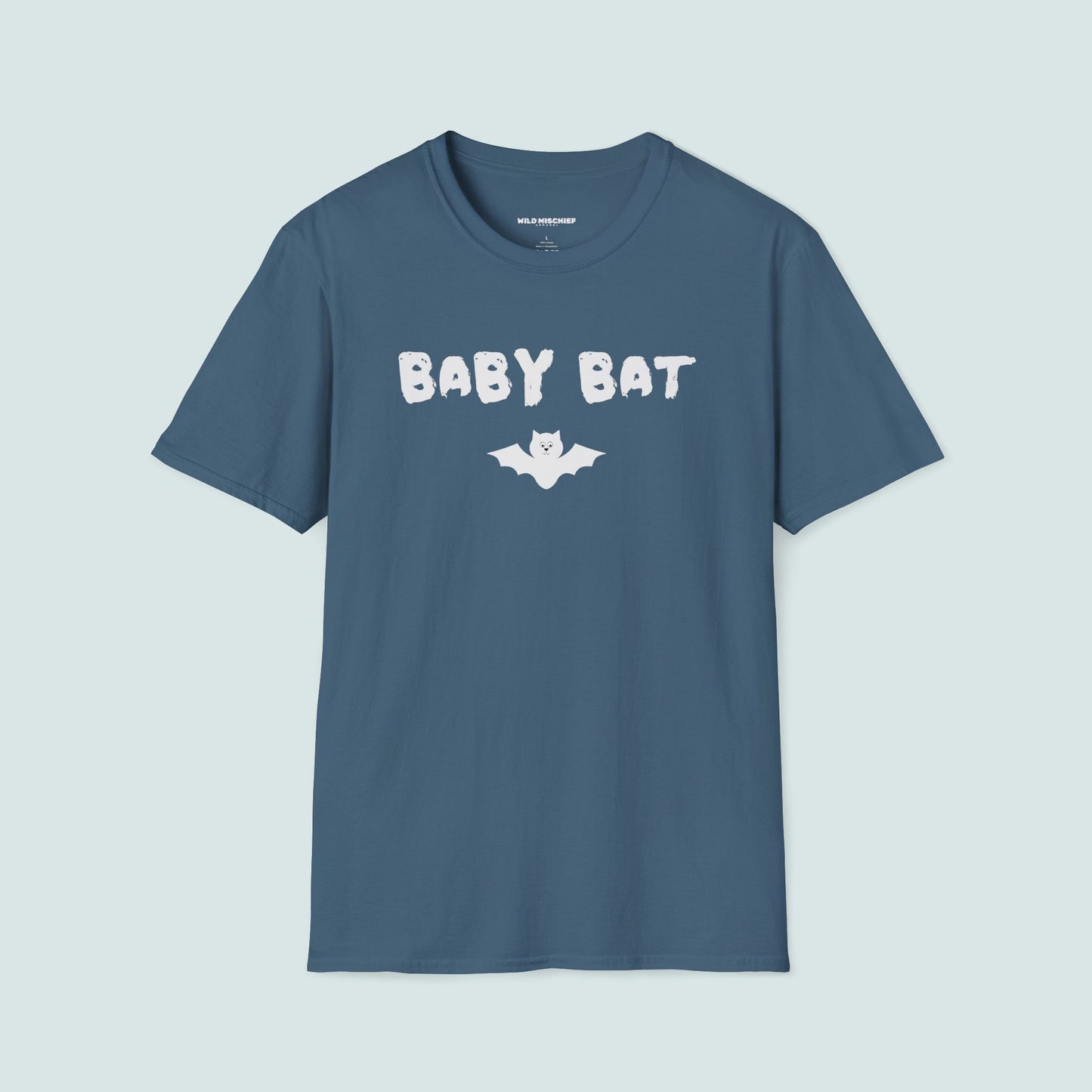 Baby Bat Unisex Softstyle T-Shirt, Young Goth Tee, Cute Bat Graphic Tee, Halloween Shirt, Gift for Kids, Cozy Everyday Wear