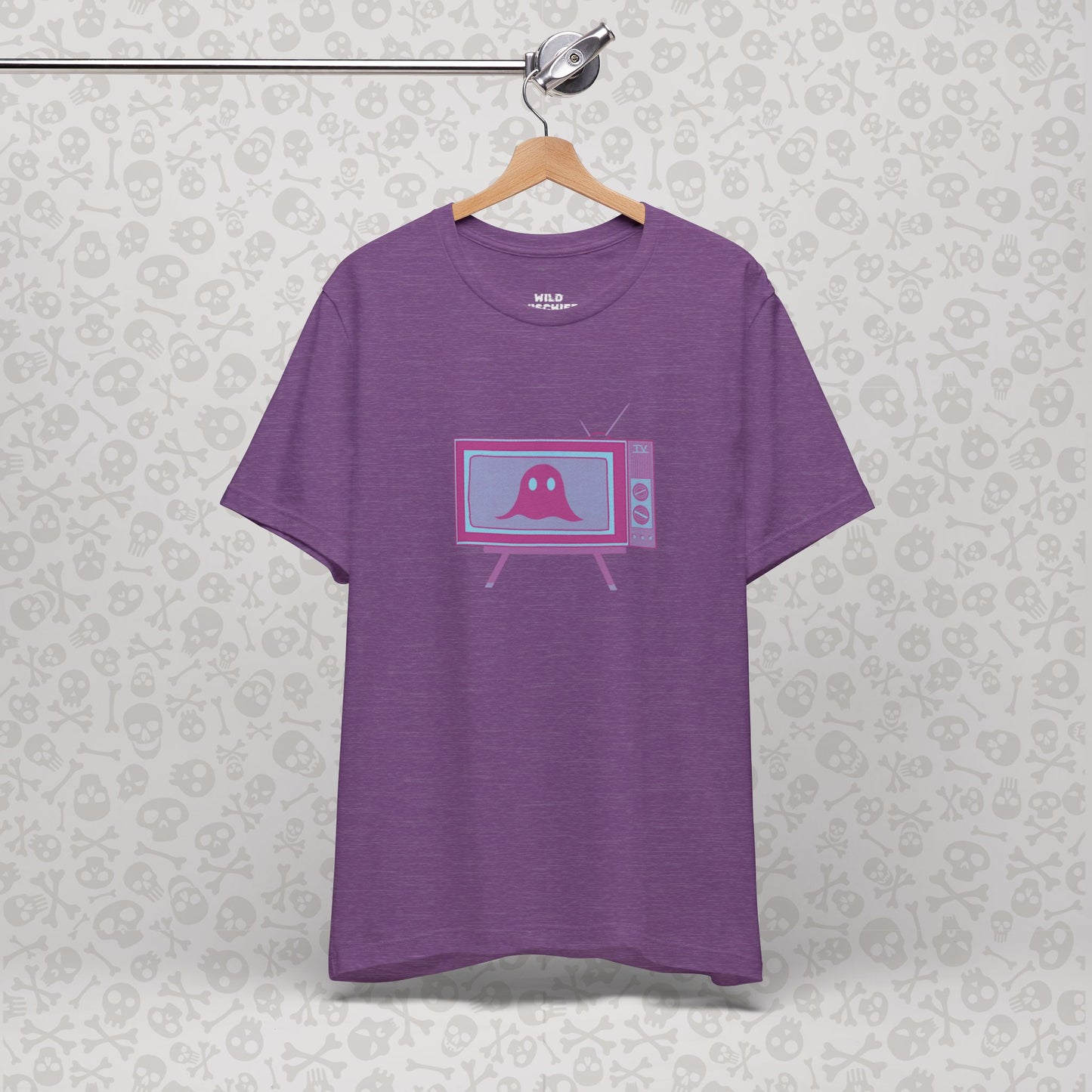 Ghost in the TV T-Shirt | Spooky retro vintage television graphic tee | Halloween