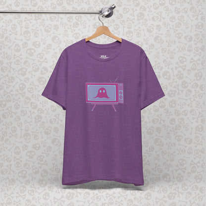 Ghost in the TV T-Shirt | Spooky retro vintage television graphic tee | Halloween