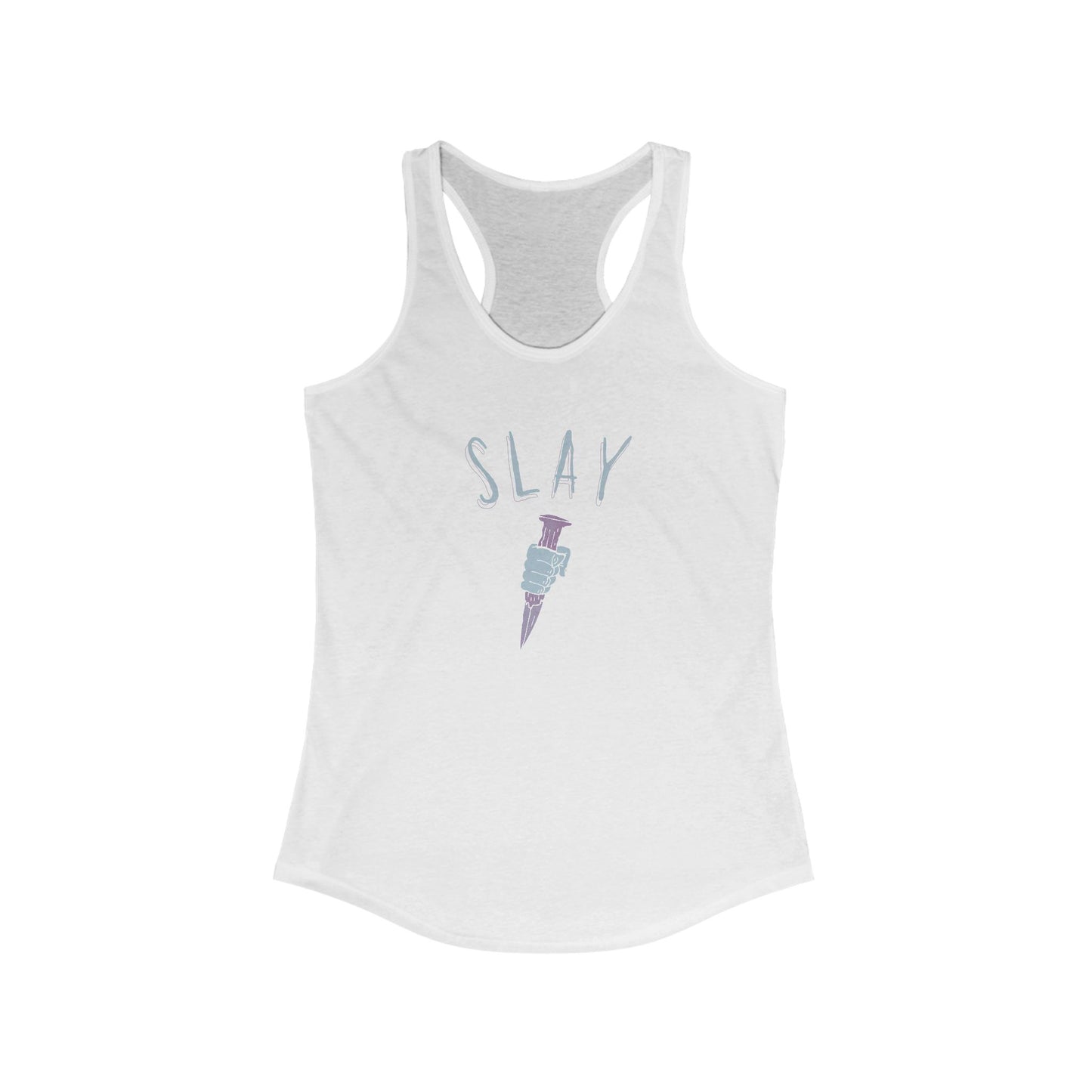 Slay Graphic Racerback Tank Top, Motivational Gym Wear, Casual Summer Top, Workout Apparel, Gift for Her, Vampire Slayer