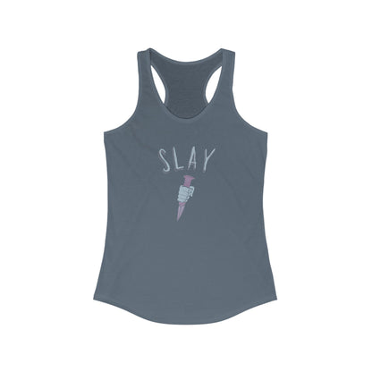 Slay Graphic Racerback Tank Top, Motivational Gym Wear, Casual Summer Top, Workout Apparel, Gift for Her, Vampire Slayer