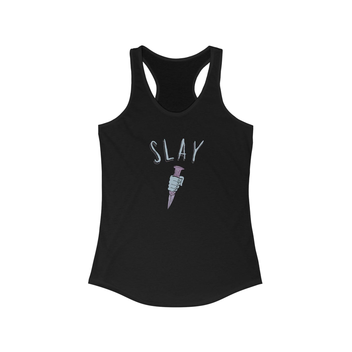 Slay Graphic Racerback Tank Top, Motivational Gym Wear, Casual Summer Top, Workout Apparel, Gift for Her, Vampire Slayer