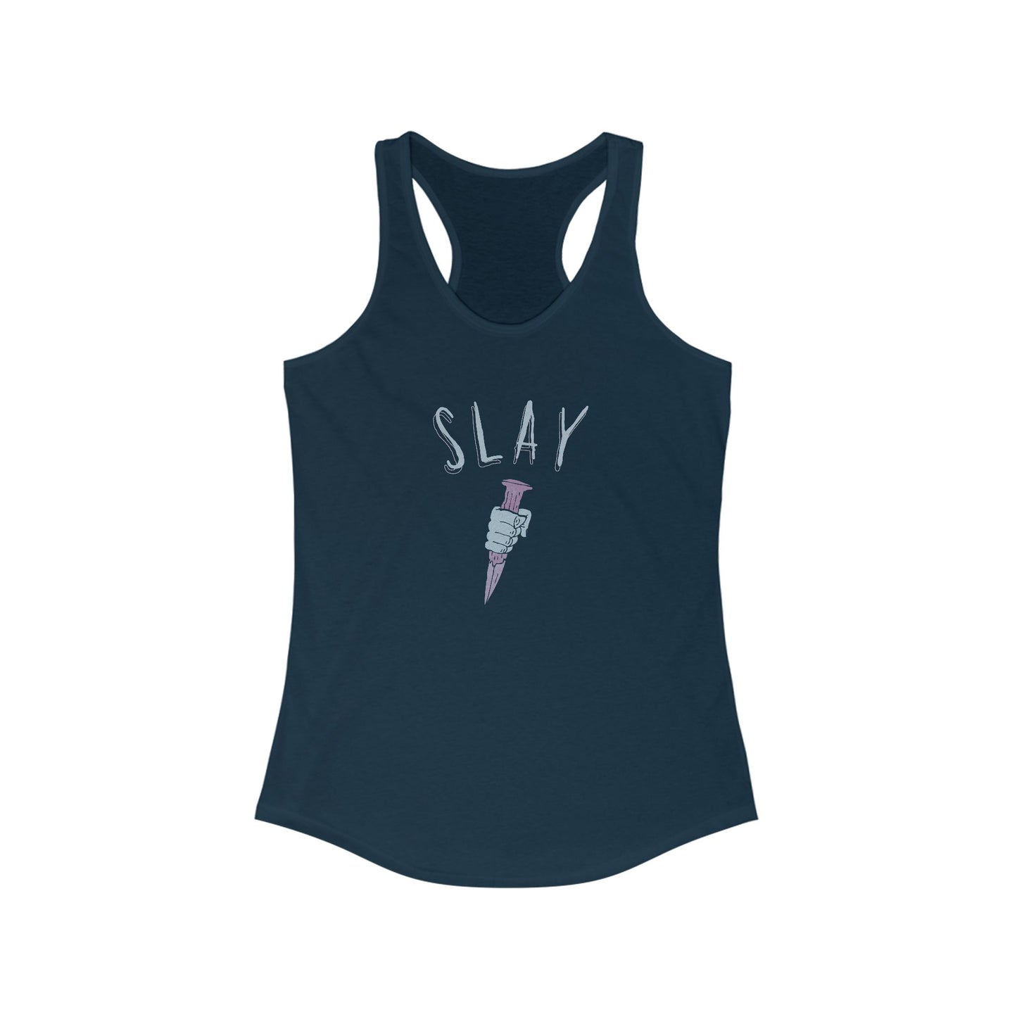 Slay Graphic Racerback Tank Top, Motivational Gym Wear, Casual Summer Top, Workout Apparel, Gift for Her, Vampire Slayer