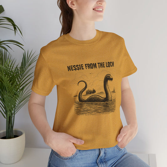 Nessie from the Loch Tee, Nessie Loch Ness Monster T-Shirt, Cryptid Tee, Unisex Jersey Short Sleeve Shirt, Loch Ness