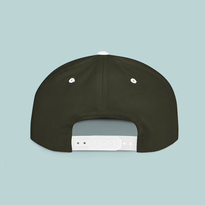 WILD Flat Bill Snapback Hat - White Logo - Trendy Sports Cap for Outdoor Adventures, Urban, Edgy, Low Profile Hat