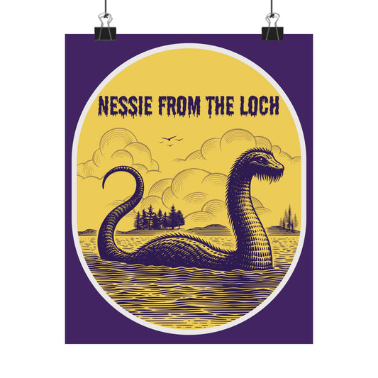 Nessie from the Loch Matte Vertical Print Poster, Vintage Wall Art, Loch Ness Monster Decor, Fun Home Decoration, Unique Gift Idea