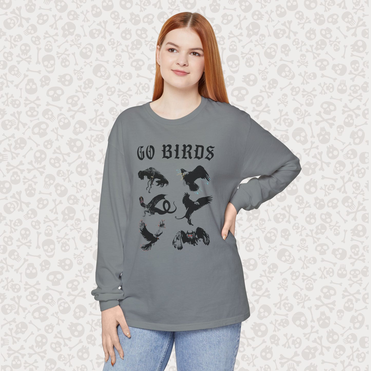 Go Birds Cryptids Long Sleeve Shirt, Bird Cryptid Shirt, Snallygaster, Griffin, Phoenix, Devil Bird, Terror Bird, Philadelphia Shirt