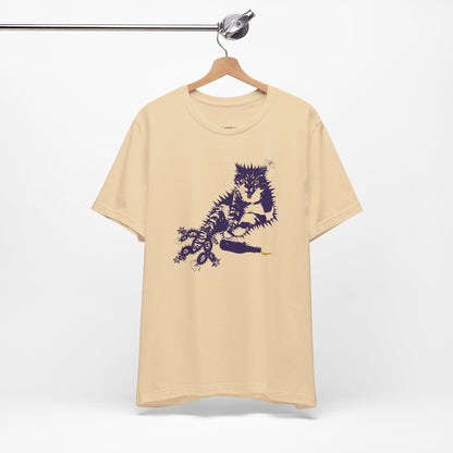 Cactus Cat Cryptid T-Shirt, Desert Mythical Creature Tee, Unisex Graphic Shirt, Succulent Kitty Apparel, Southwest Animal Top, Drunk Cat