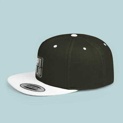 WILD Flat Bill Snapback Hat - White Logo - Trendy Sports Cap for Outdoor Adventures, Urban, Edgy, Low Profile Hat