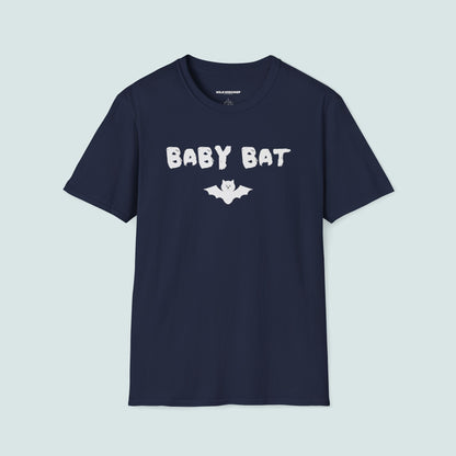 Baby Bat Unisex Softstyle T-Shirt, Young Goth Tee, Cute Bat Graphic Tee, Halloween Shirt, Gift for Kids, Cozy Everyday Wear