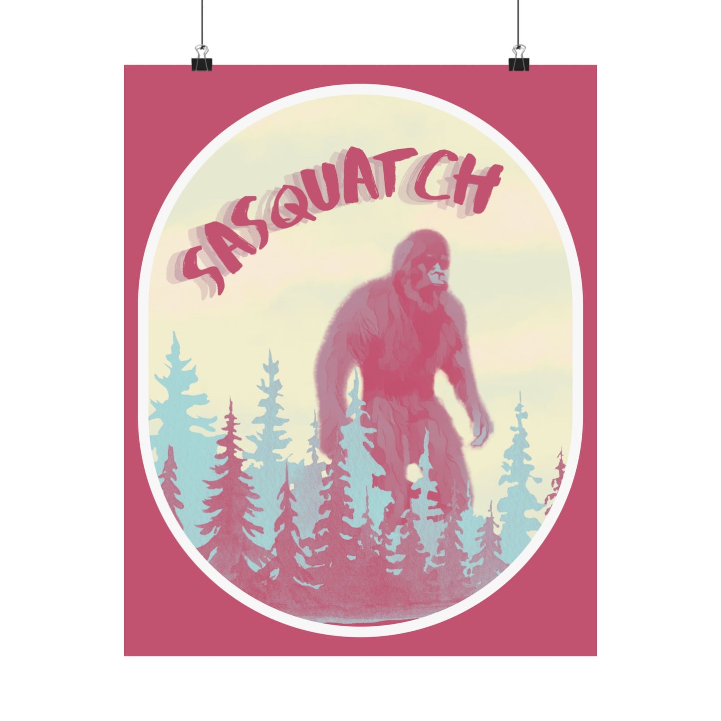 Sasquatch Vertical Print Poster, Retro Nature Decor, Bigfoot Wall Art, Cabin Wall Decoration, Outdoor Enthusiast Gift, Home Decoration