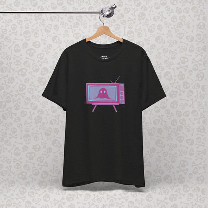 Ghost in the TV T-Shirt | Spooky retro vintage television graphic tee | Halloween