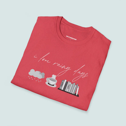 I Love Rainy Days Unisex Softstyle T-Shirt - Cozy and Chic Graphic Tee for Book Lovers