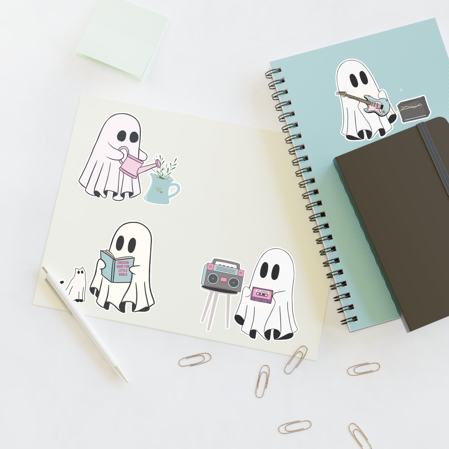 Cute Ghost Sticker Sheets, Sticker Pack, Fun Stickers for Planners, Journals, Scrapbooking, Halloween, Gift for Friends, Laptop Stickers