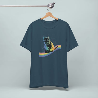 Rainbow Cat Unisex Tee, LGBTQ Pride Shirt, Colorful Kitty T-Shirt, Gay Pride Apparel, Cat Lover Gift