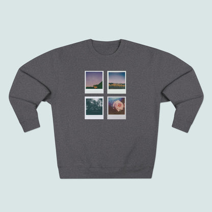 Nature Polaroids Sweatshirt, Colorful Nostalgic Polaroids Long-sleeve, Unisex Crewneck, Outdoor Adventure Fashion, Earthy Vibes Top, Retro