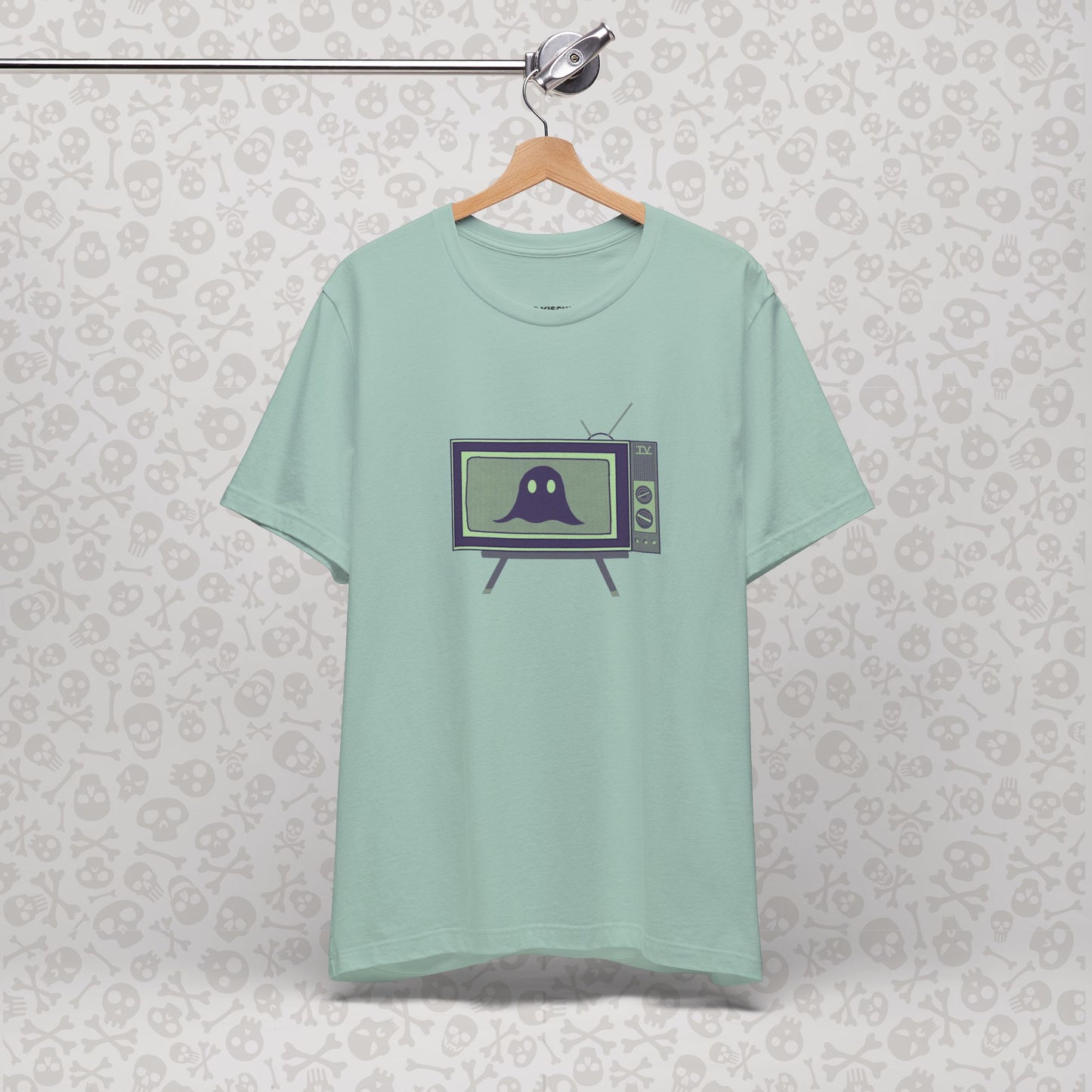 Ghost in the TV T-Shirt | Spooky retro vintage television graphic tee | Halloween