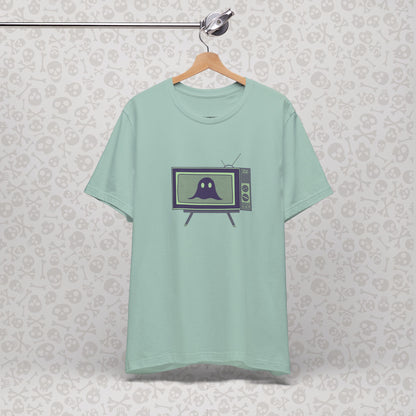 Ghost in the TV T-Shirt | Spooky retro vintage television graphic tee | Halloween