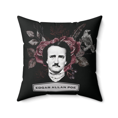 Edgar Allan Poe Floral Throw Pillow - Literary Decor for Book Lovers