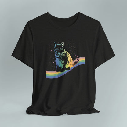 Rainbow Cat Unisex Tee, LGBTQ Pride Shirt, Colorful Kitty T-Shirt, Gay Pride Apparel, Cat Lover Gift