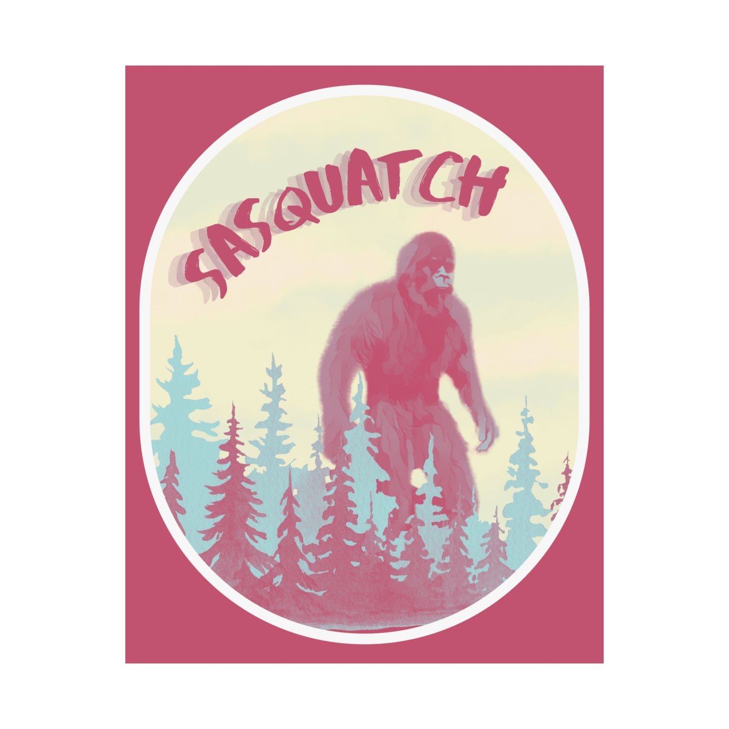 Sasquatch Vertical Print Poster, Retro Nature Decor, Bigfoot Wall Art, Cabin Wall Decoration, Outdoor Enthusiast Gift, Home Decoration