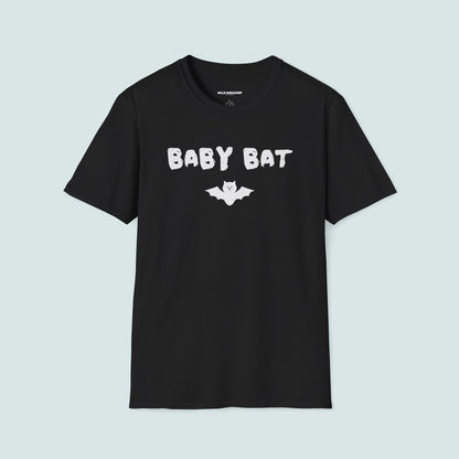 Baby Bat Unisex Softstyle T-Shirt, Young Goth Tee, Cute Bat Graphic Tee, Halloween Shirt, Gift for Kids, Cozy Everyday Wear