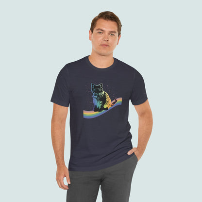 Rainbow Cat Unisex Tee, LGBTQ Pride Shirt, Colorful Kitty T-Shirt, Gay Pride Apparel, Cat Lover Gift