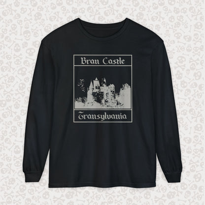 Camiseta de manga larga del Castillo de Bran, Transilvania, Drácula, Halloween, terror gótico, Drácula espeluznante, Halloween