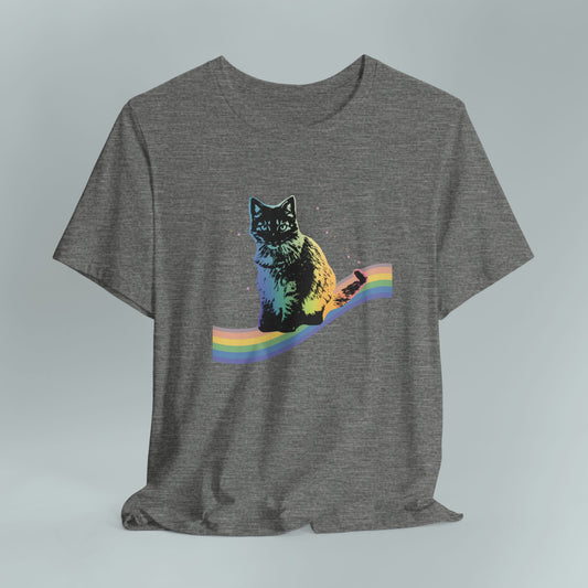 Rainbow Cat Unisex Tee, LGBTQ Pride Shirt, Colorful Kitty T-Shirt, Gay Pride Apparel, Cat Lover Gift