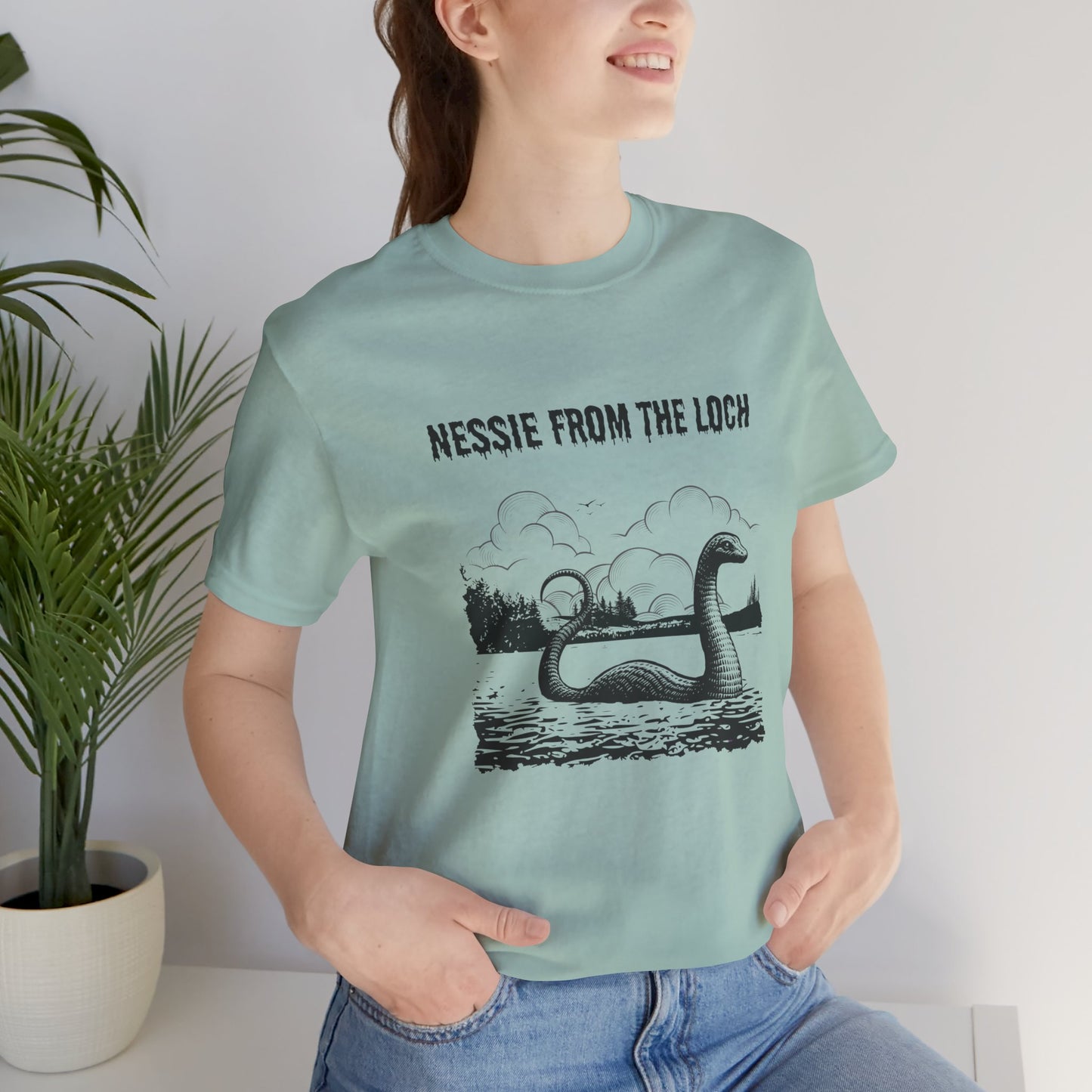 Nessie from the Loch Tee, Nessie Loch Ness Monster T-Shirt, Cryptid Tee, Unisex Jersey Short Sleeve Shirt, Loch Ness