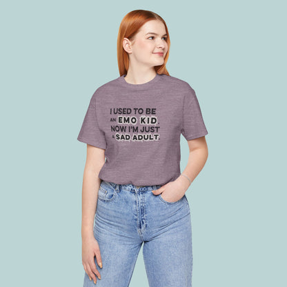 Former Emo Kid T-Shirt, Unisex Short Sleeve Tee, Gift for Sad Adults, Emo Fashion Tee, Casual Everyday Wear, Funny T-Shirt