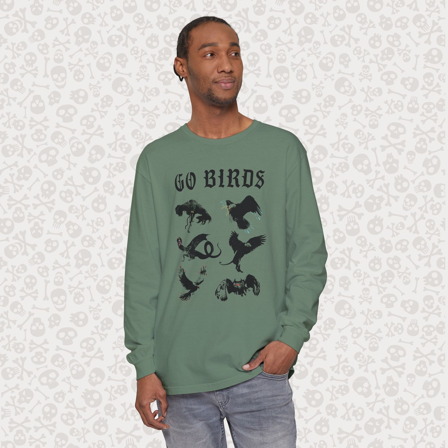 Go Birds Cryptids Long Sleeve Shirt, Bird Cryptid Shirt, Snallygaster, Griffin, Phoenix, Devil Bird, Terror Bird, Philadelphia Shirt
