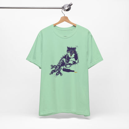 Cactus Cat Cryptid T-Shirt, Desert Mythical Creature Tee, Unisex Graphic Shirt, Succulent Kitty Apparel, Southwest Animal Top, Drunk Cat