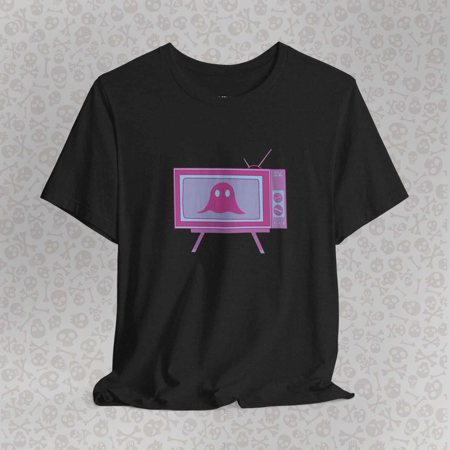 Ghost in the TV T-Shirt | Spooky retro vintage television graphic tee | Halloween