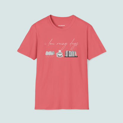 I Love Rainy Days Unisex Softstyle T-Shirt - Cozy and Chic Graphic Tee for Book Lovers