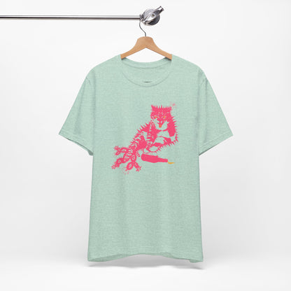 Cactus Cat Cryptid T-Shirt, Desert Mythical Creature Tee, Unisex Graphic Shirt, Succulent Kitty Apparel, Southwest Animal Top, Drunk Cat