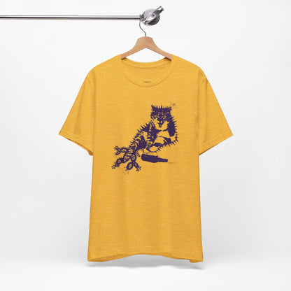 Cactus Cat Cryptid T-Shirt, Desert Mythical Creature Tee, Unisex Graphic Shirt, Succulent Kitty Apparel, Southwest Animal Top, Drunk Cat