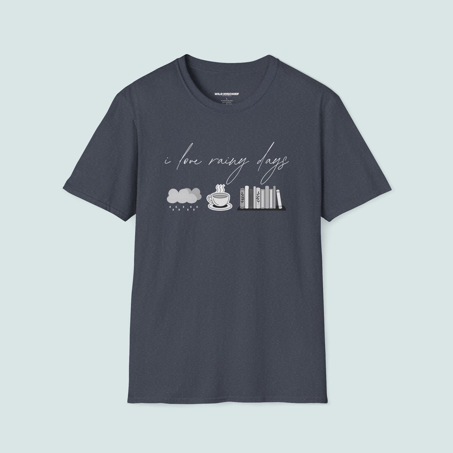 I Love Rainy Days Unisex Softstyle T-Shirt - Cozy and Chic Graphic Tee for Book Lovers